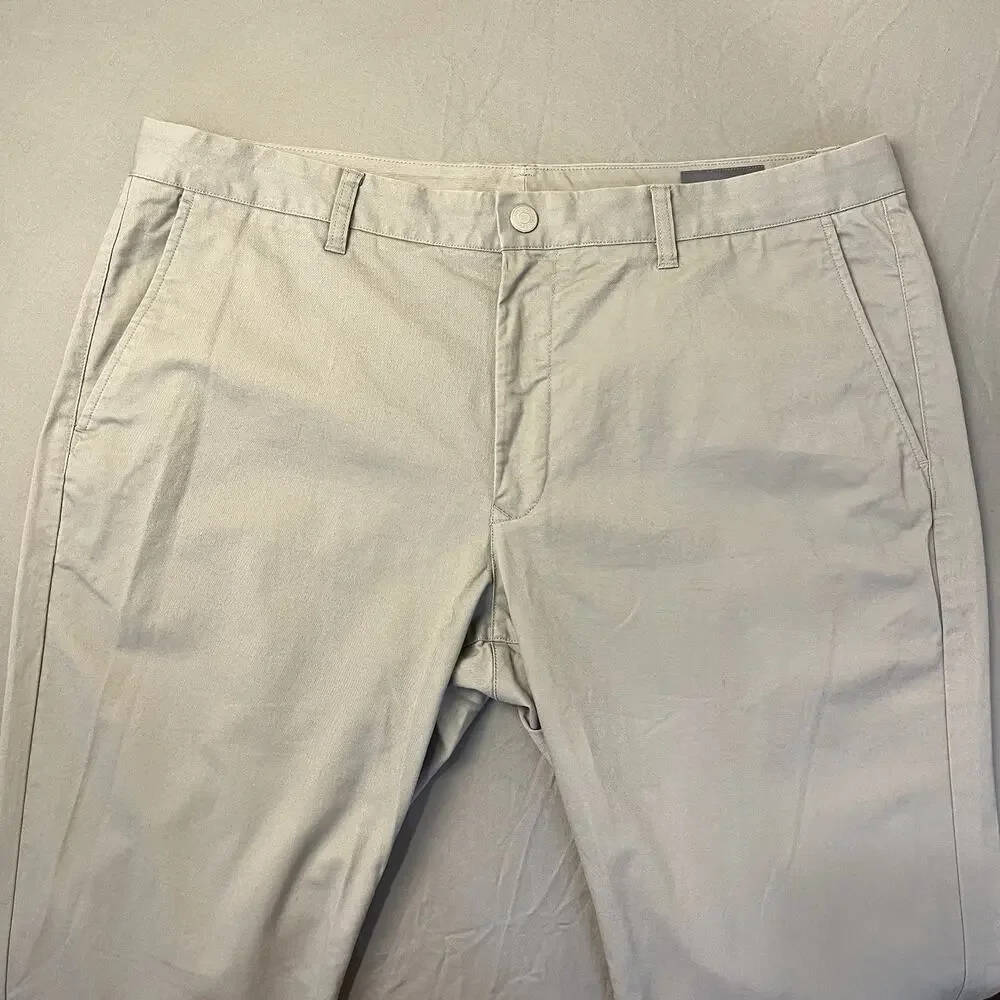 Bonobos Men’s 38X30 Pants Gray Slim Fit Khakis Chinos Flat Front Twill Workwear